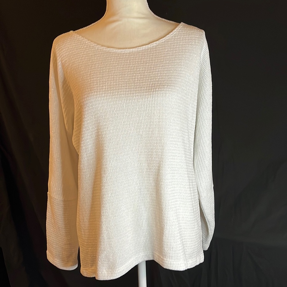 Chenault White (with silver thread accents) Sweater (L)